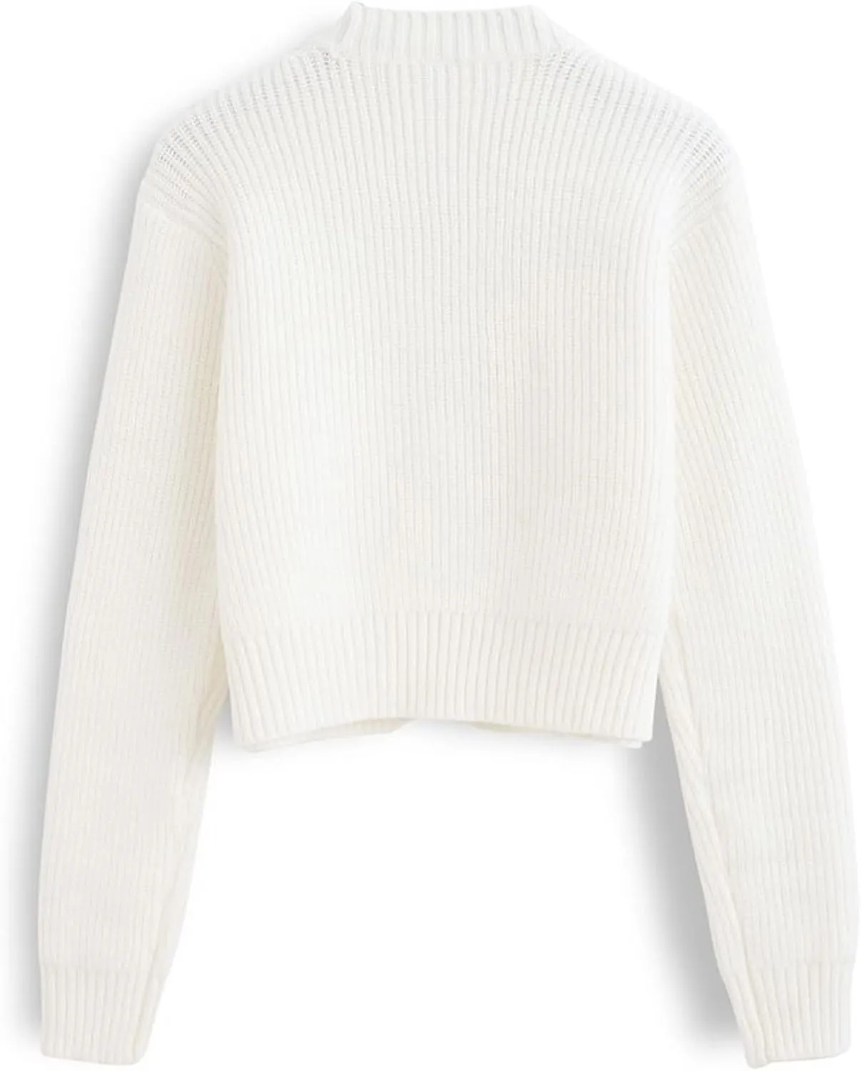 CHICWISH Women Crop Cardigan Sweaters Bowknot Brooch Button Knit Cardigans Open Front Long Sleeves Sweater Tops