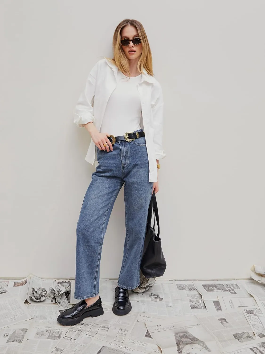 CIDER Wide Leg Jeans for Women High Waisted Denim Pants Boyfriend Jeans Trendy Casual Summer Bottom