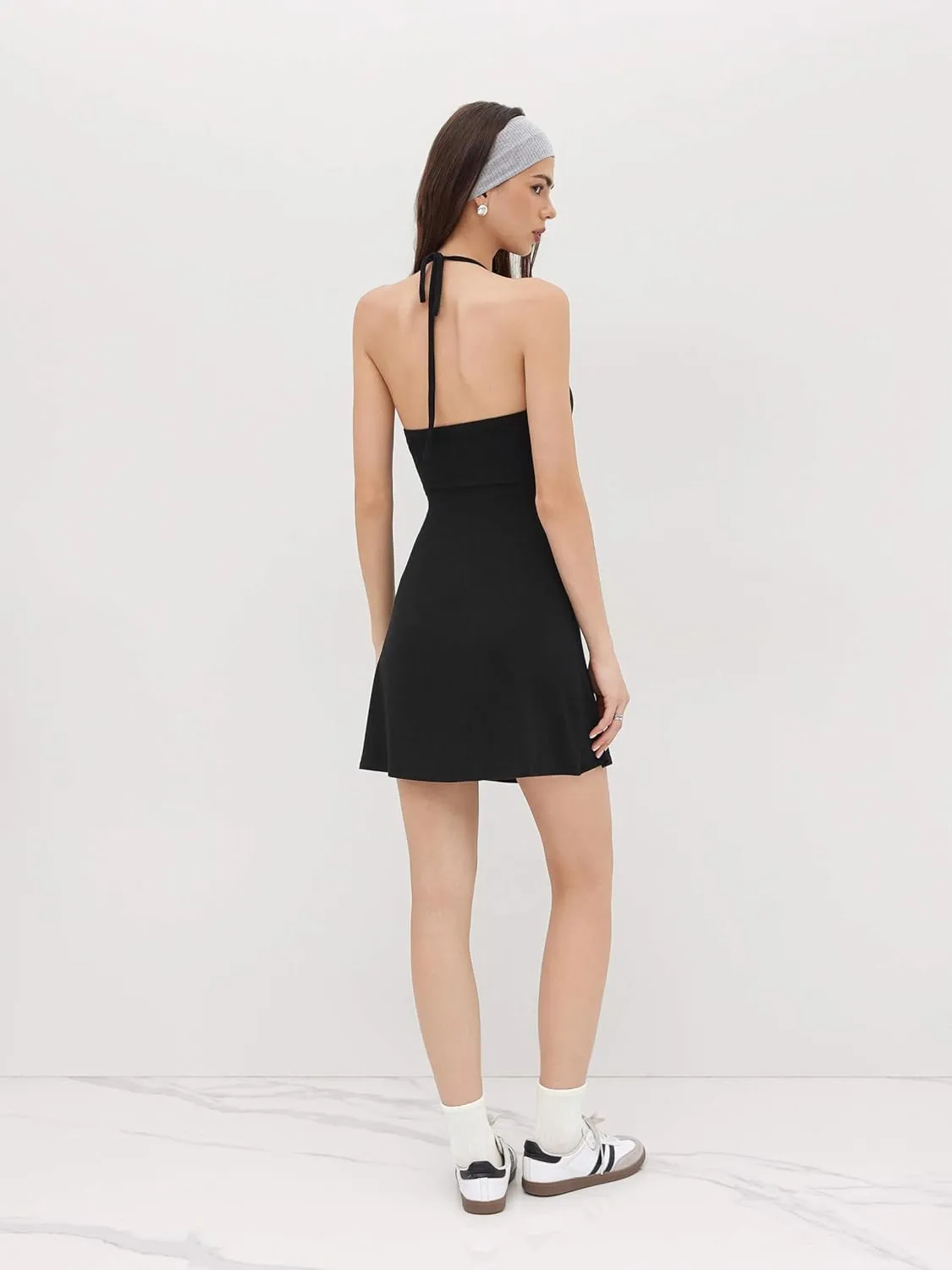 CIDER Womens Halter Dress Sleeveless Tie Back Backless Going Out A Line Casual Club MIni Dresses