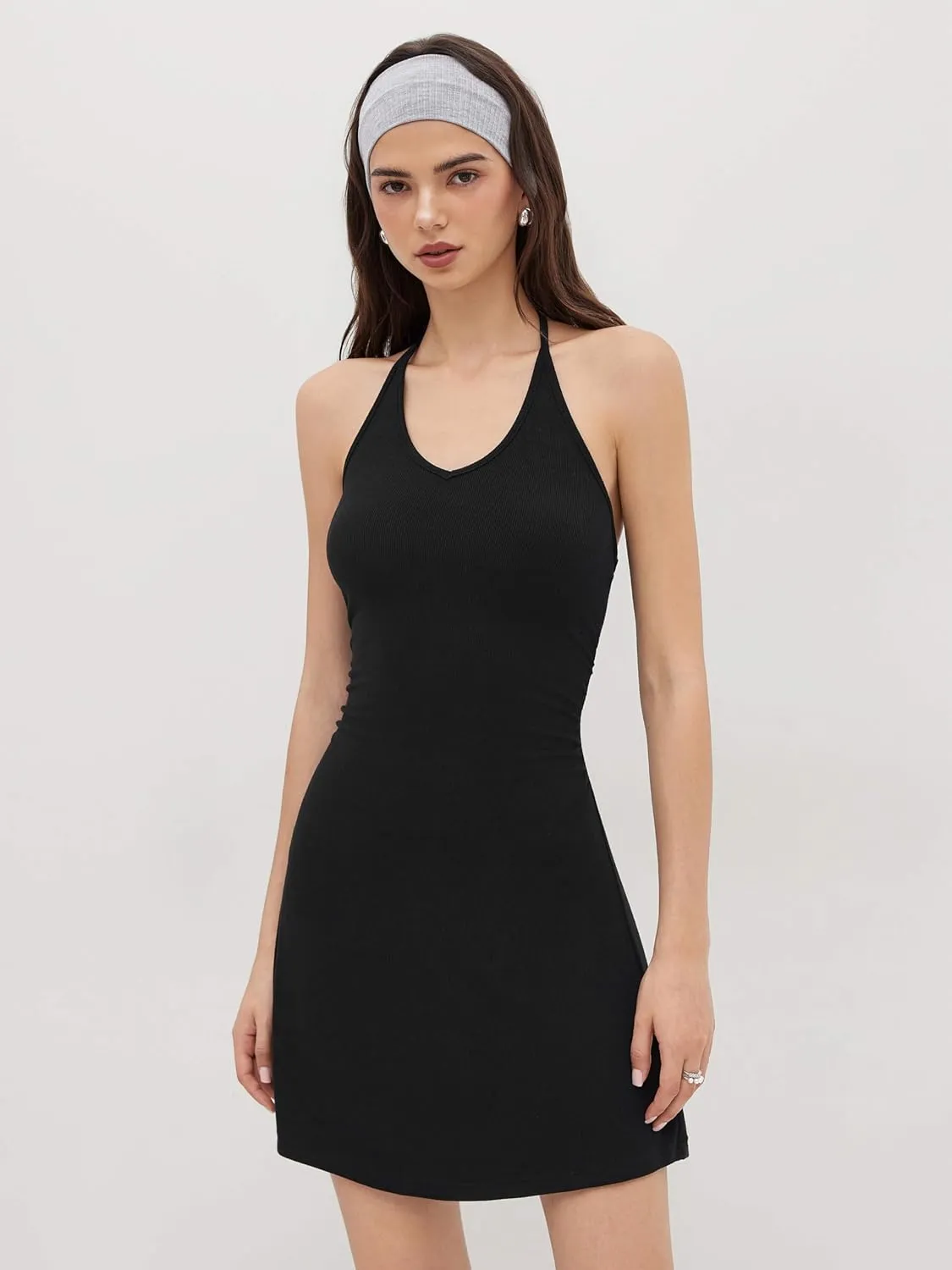 CIDER Womens Halter Dress Sleeveless Tie Back Backless Going Out A Line Casual Club MIni Dresses