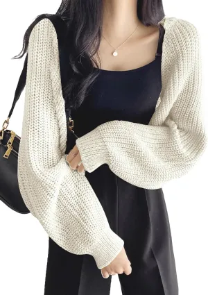 COZYEASE Women's Cropped Cardigan Sweaters Long Sleeve Open Front Knit Bolero Shrug Sweater Fall Outfits