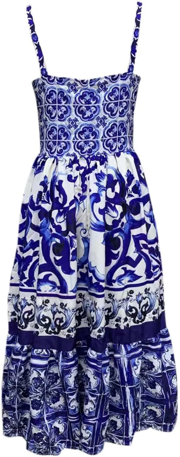 Crzidha Maxi Dresses for Women 2024 Summer Bohemian Floral Print Sleeveless A Line Ruffle Party Beach Sundresses