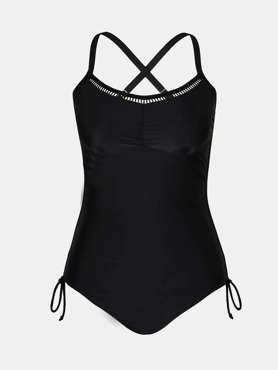 CUPSHE Plus Size Women's One Piece Bathing Suit Scoop Neck Swimsuit Cutouts Side Drawstring Adjustable Straps