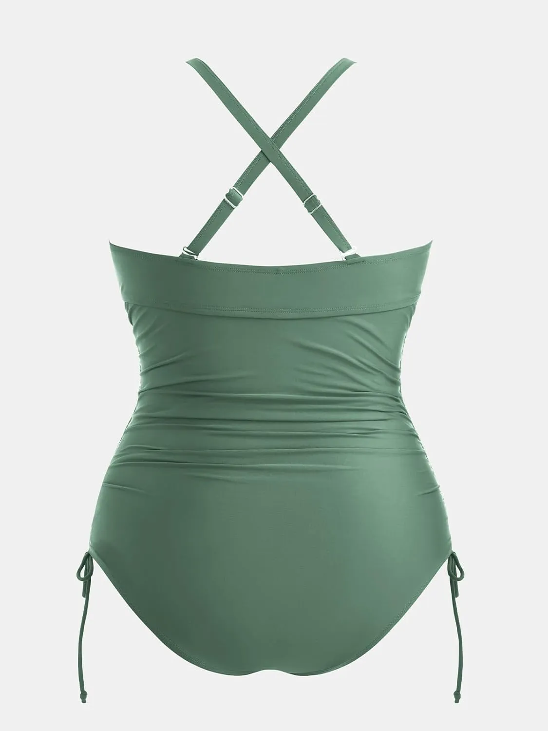 CUPSHE Plus Size Women's One Piece Bathing Suit Scoop Neck Swimsuit Cutouts Side Drawstring Adjustable Straps