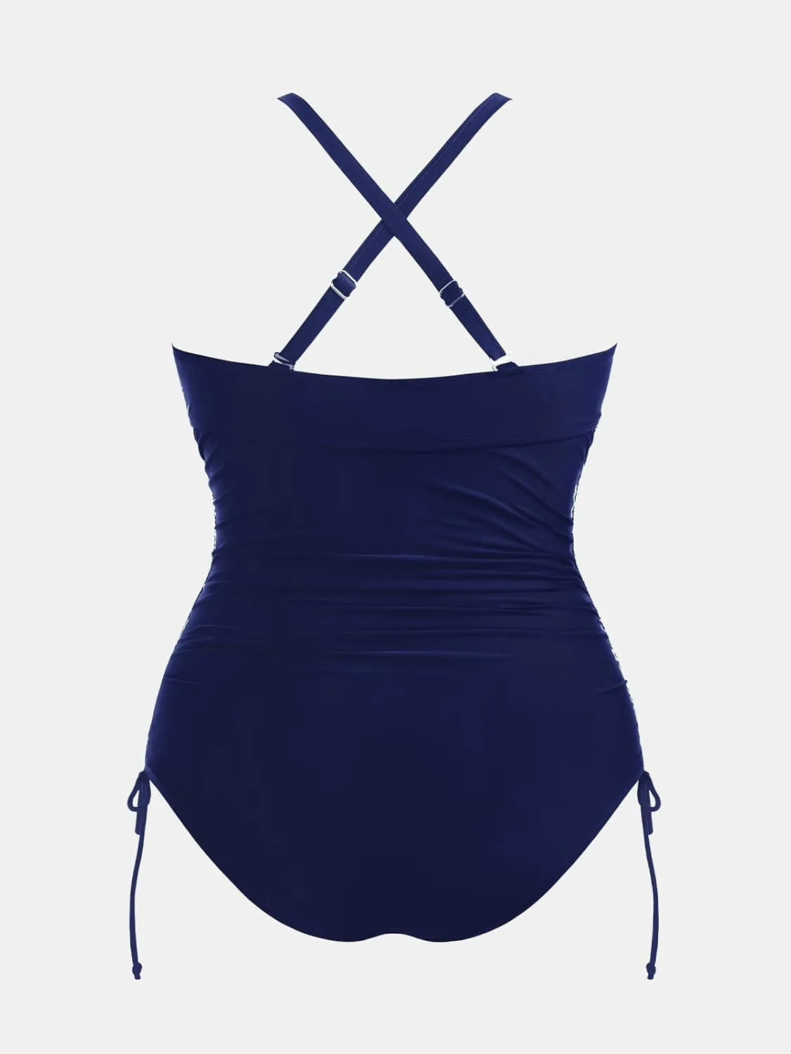 CUPSHE Plus Size Women's One Piece Bathing Suit Scoop Neck Swimsuit Cutouts Side Drawstring Adjustable Straps