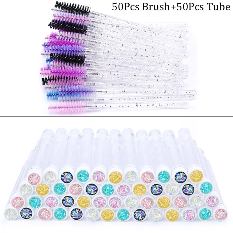 Diamond-Crystal Eyebrow Brush With Tube Reusable