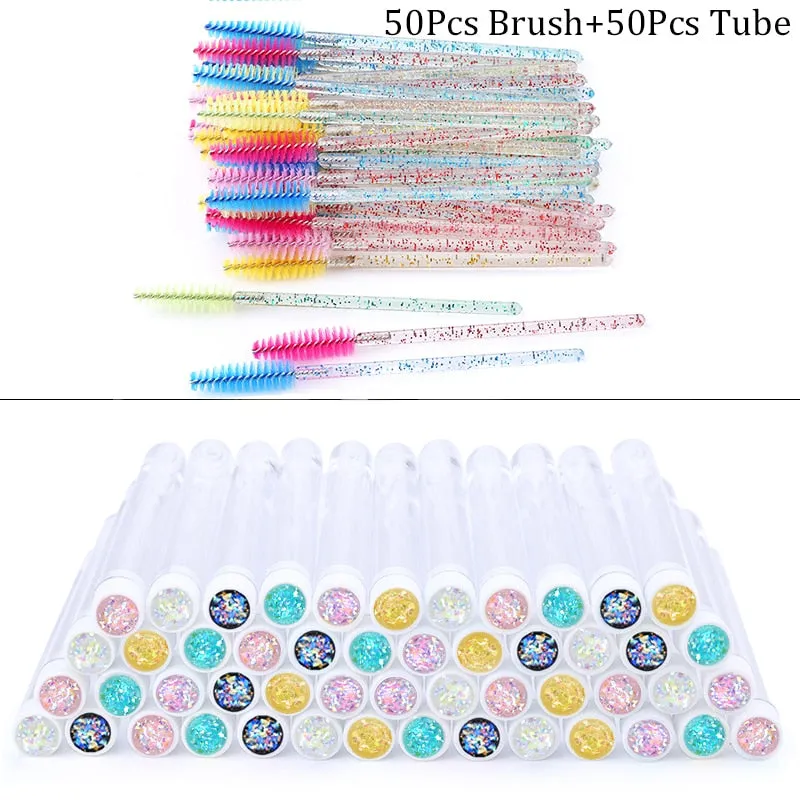 Diamond-Crystal Eyebrow Brush With Tube Reusable