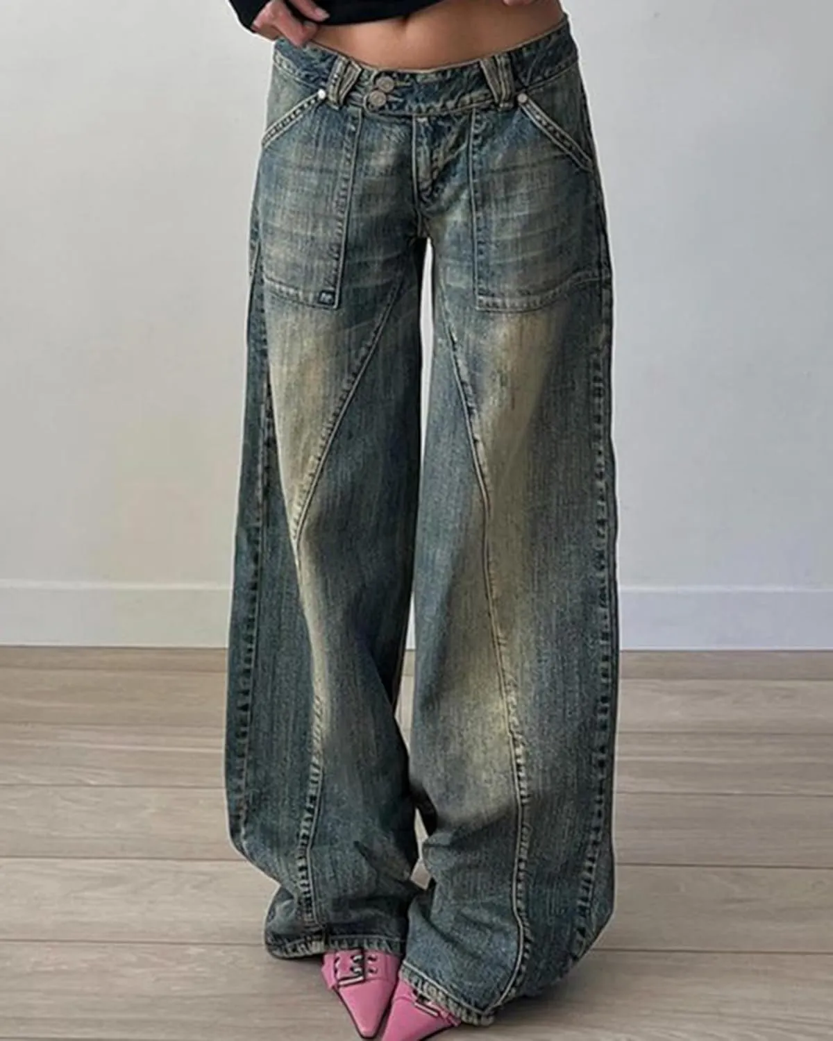 EMMIOL Womens Wide Leg Jeans Straight Baggy Boyfriend Low Rise Denim Pants Flare Jeans Trendy Outfits
