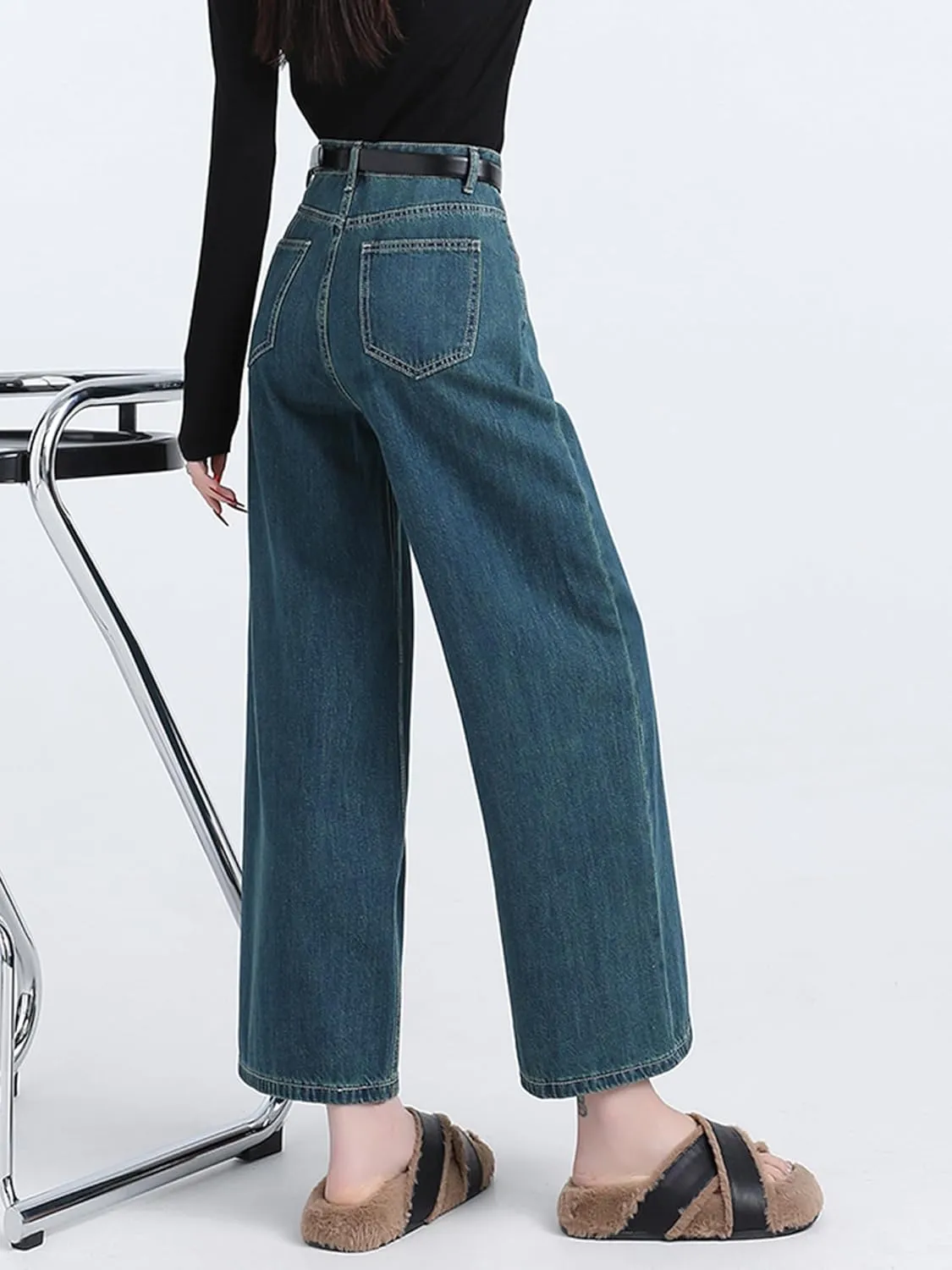 EMMIOL Womens Wide Leg Jeans Straight Baggy Boyfriend Low Rise Denim Pants Flare Jeans Trendy Outfits