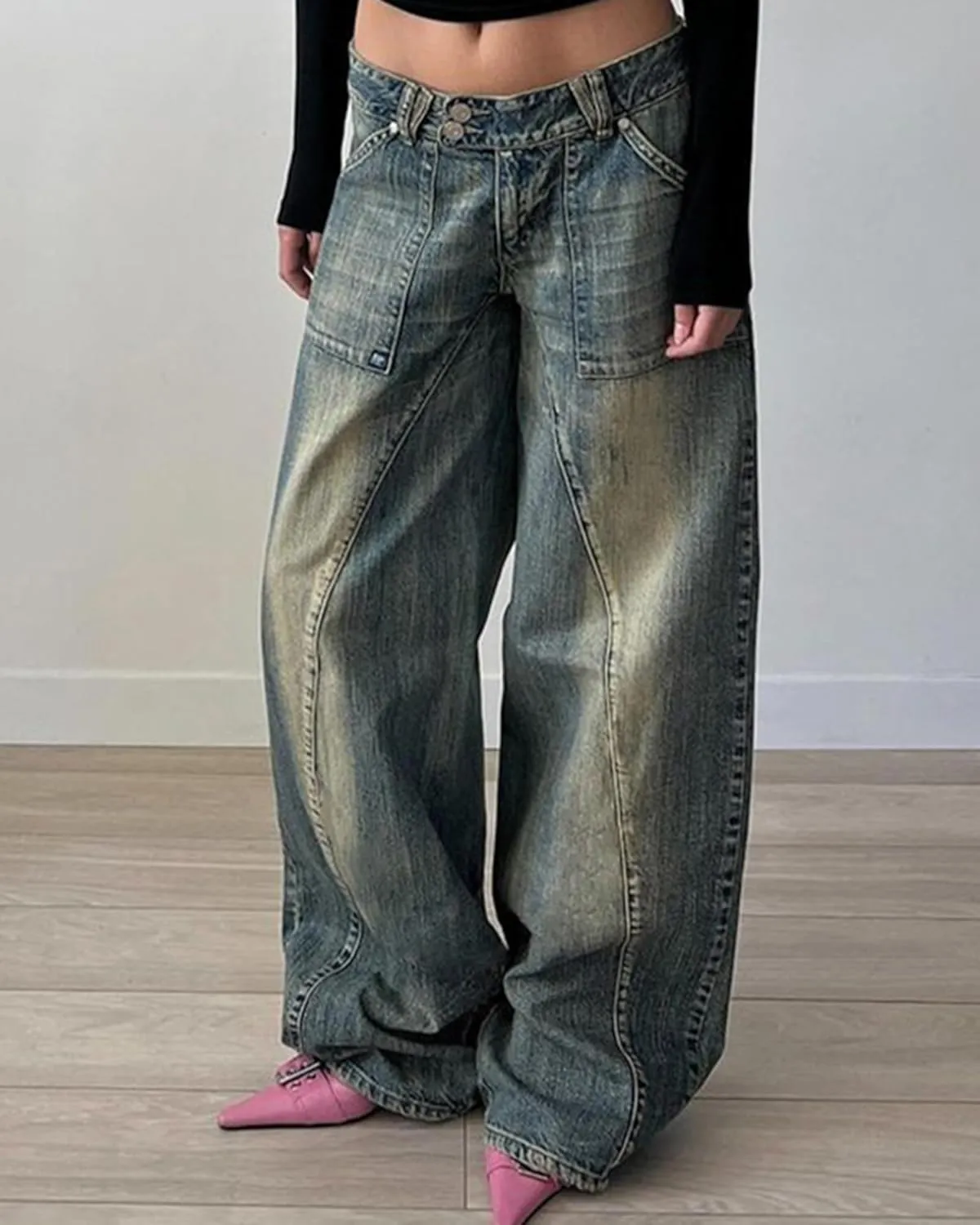 EMMIOL Womens Wide Leg Jeans Straight Baggy Boyfriend Low Rise Denim Pants Flare Jeans Trendy Outfits