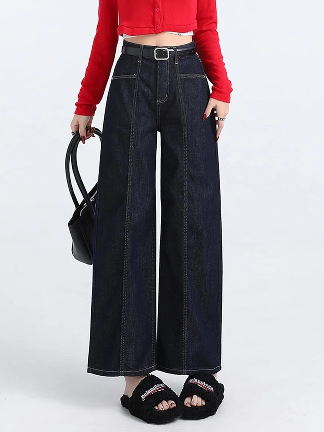 EMMIOL Womens Wide Leg Jeans Straight Baggy Boyfriend Low Rise Denim Pants Flare Jeans Trendy Outfits