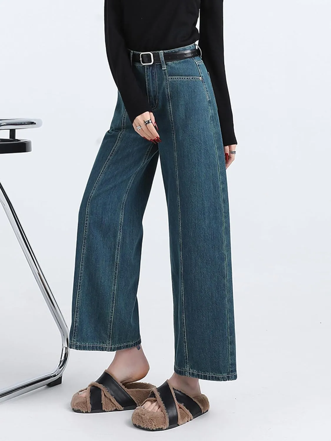EMMIOL Womens Wide Leg Jeans Straight Baggy Boyfriend Low Rise Denim Pants Flare Jeans Trendy Outfits