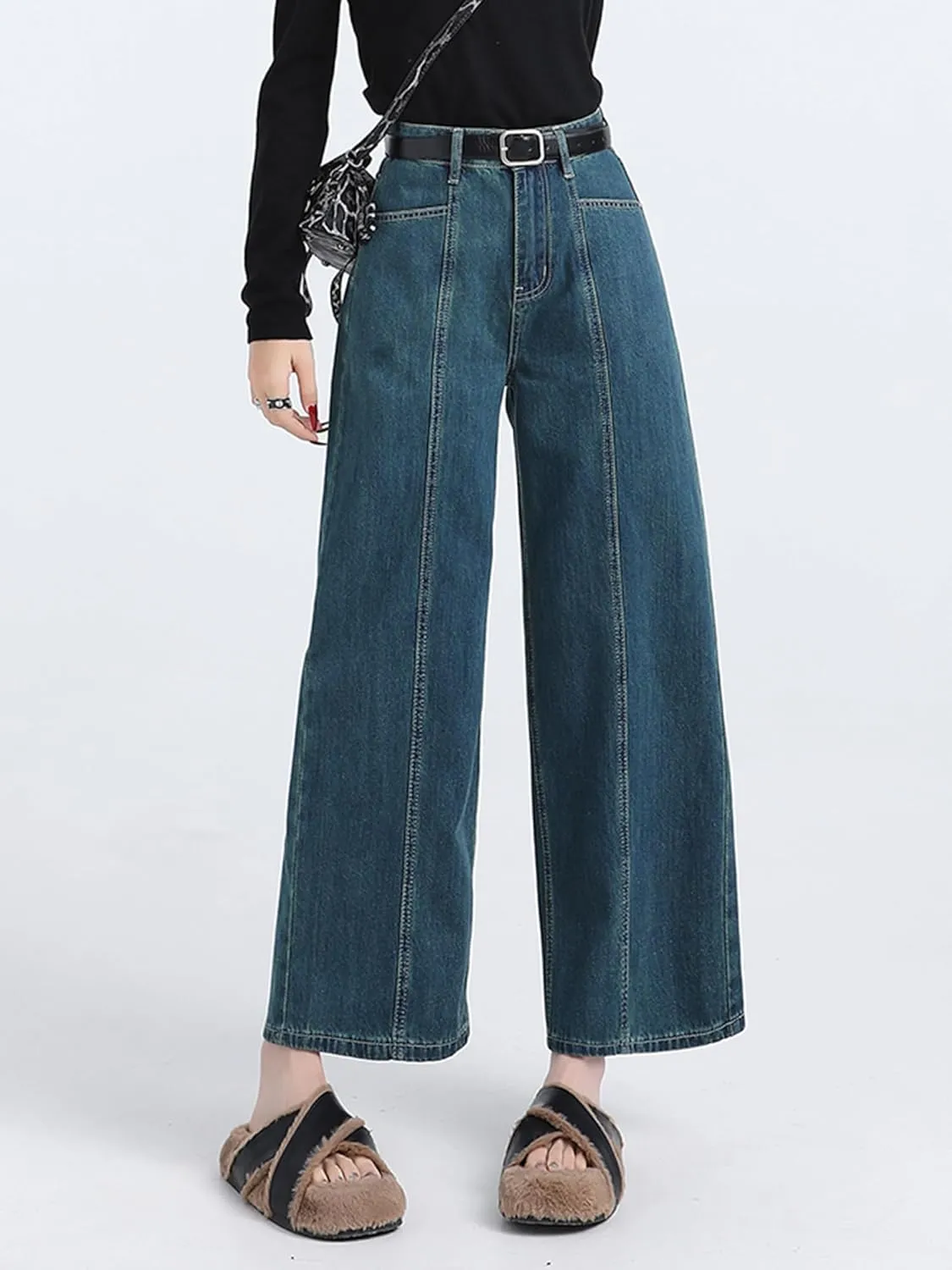 EMMIOL Womens Wide Leg Jeans Straight Baggy Boyfriend Low Rise Denim Pants Flare Jeans Trendy Outfits