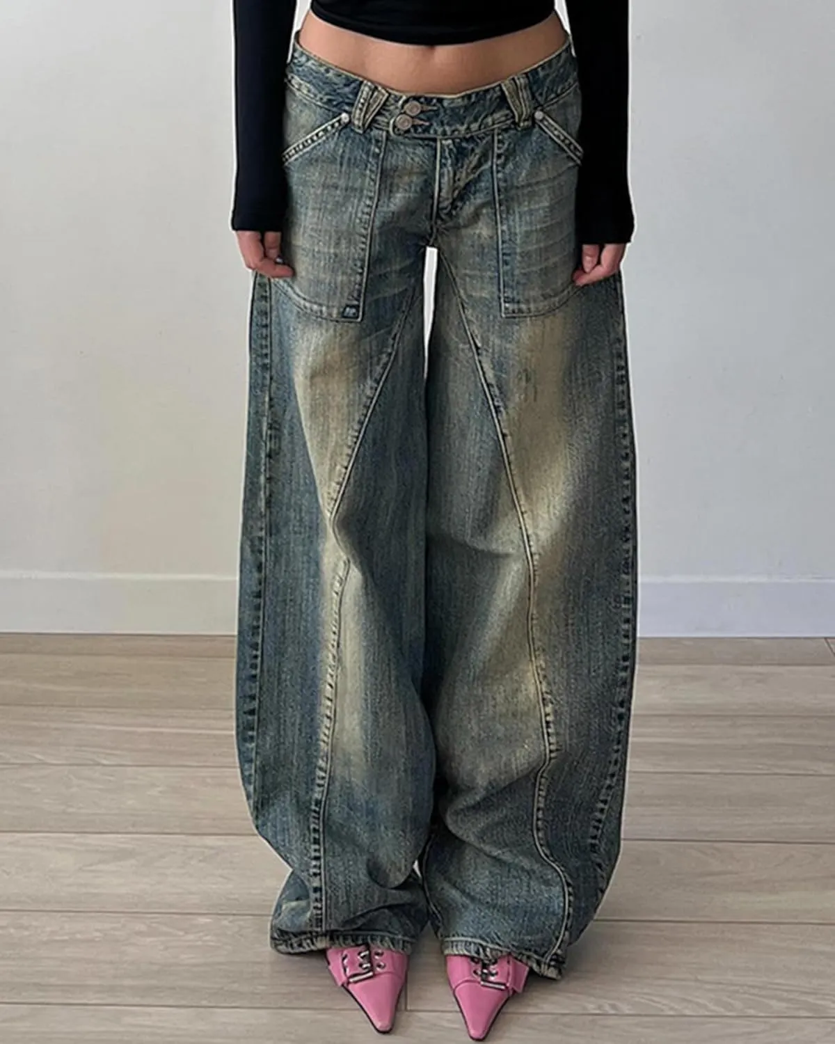 EMMIOL Womens Wide Leg Jeans Straight Baggy Boyfriend Low Rise Denim Pants Flare Jeans Trendy Outfits