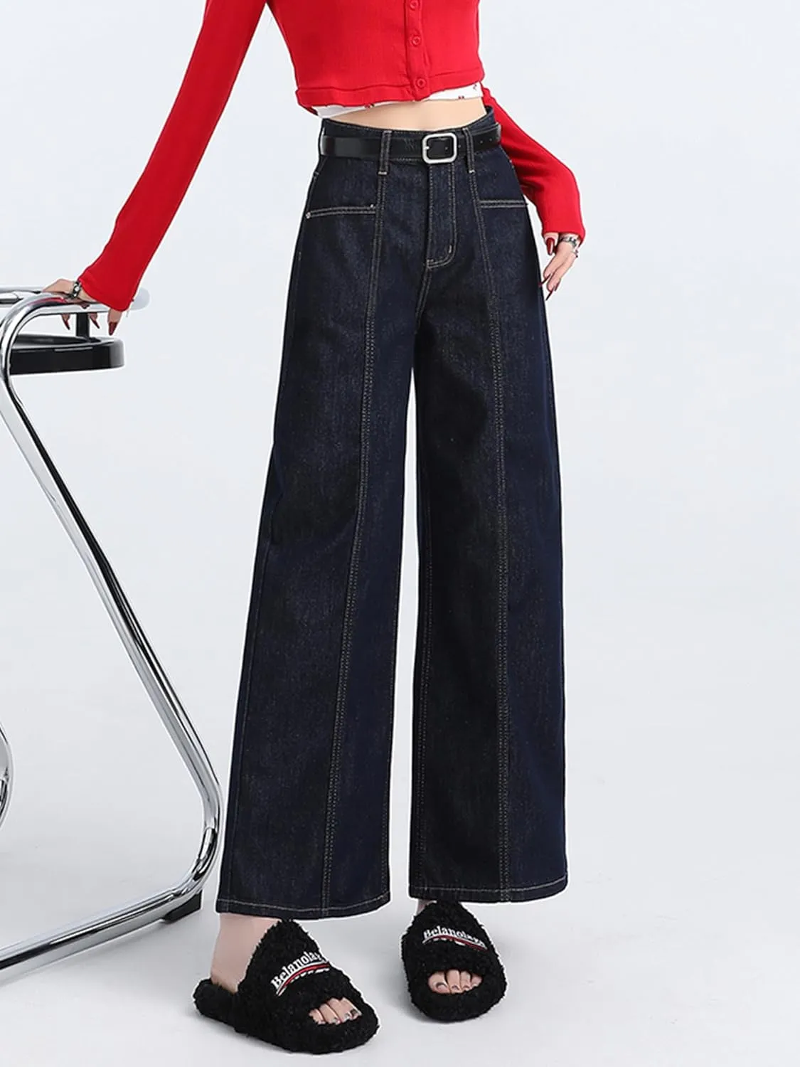 EMMIOL Womens Wide Leg Jeans Straight Baggy Boyfriend Low Rise Denim Pants Flare Jeans Trendy Outfits