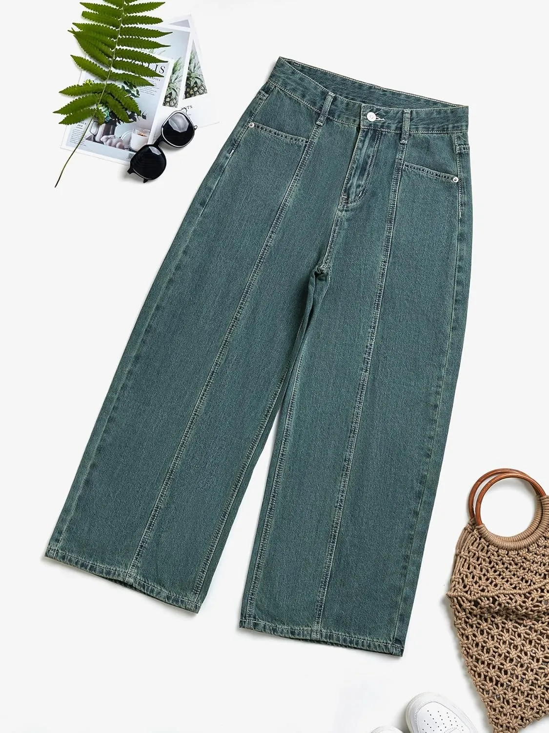 EMMIOL Womens Wide Leg Jeans Straight Baggy Boyfriend Low Rise Denim Pants Flare Jeans Trendy Outfits