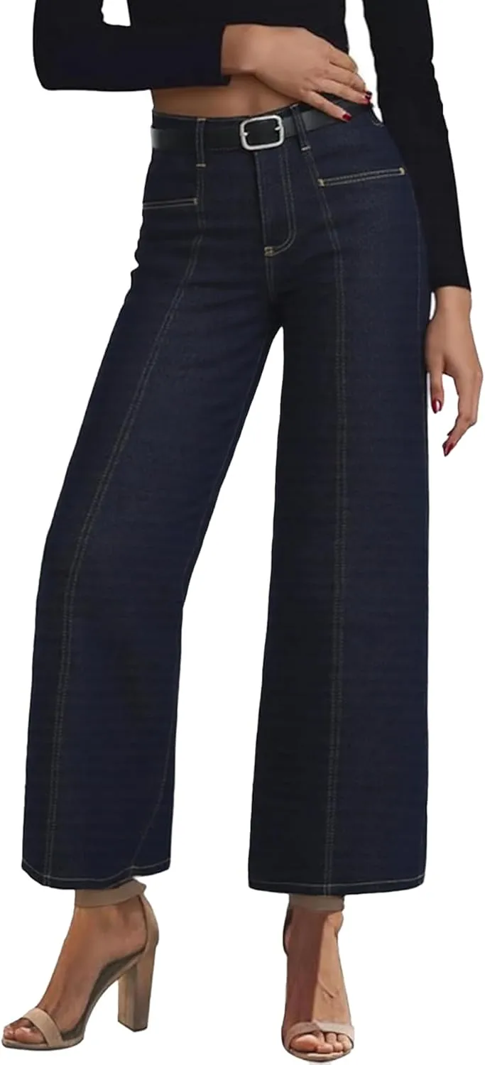 EMMIOL Womens Wide Leg Jeans Straight Baggy Boyfriend Low Rise Denim Pants Flare Jeans Trendy Outfits