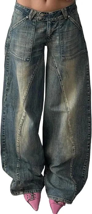 EMMIOL Womens Wide Leg Jeans Straight Baggy Boyfriend Low Rise Denim Pants Flare Jeans Trendy Outfits