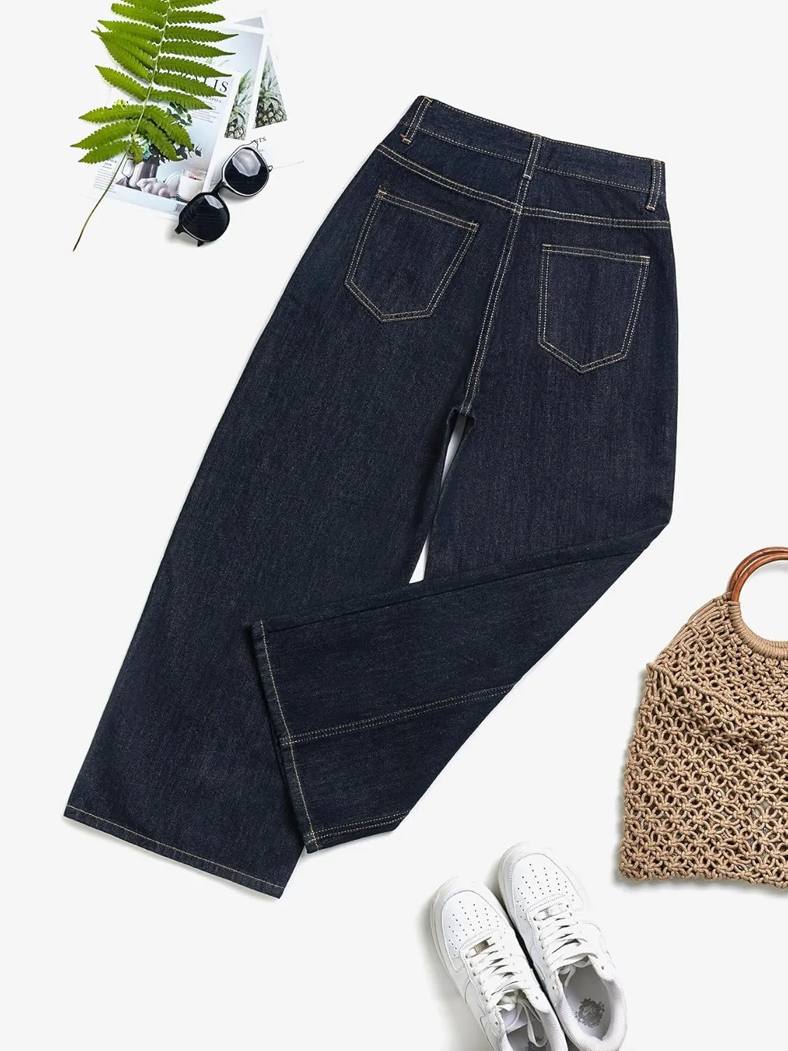 EMMIOL Womens Wide Leg Jeans Straight Baggy Boyfriend Low Rise Denim Pants Flare Jeans Trendy Outfits