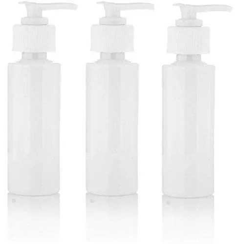 Empty 100ml Reffilable Portable Plastic Spray Pumping Lotion Bottle - Pack of 3 For Makeup, Handwash, Bodywash,Facewash, Extra Liquid Lotion,Cream,Toiletries Liquid containers