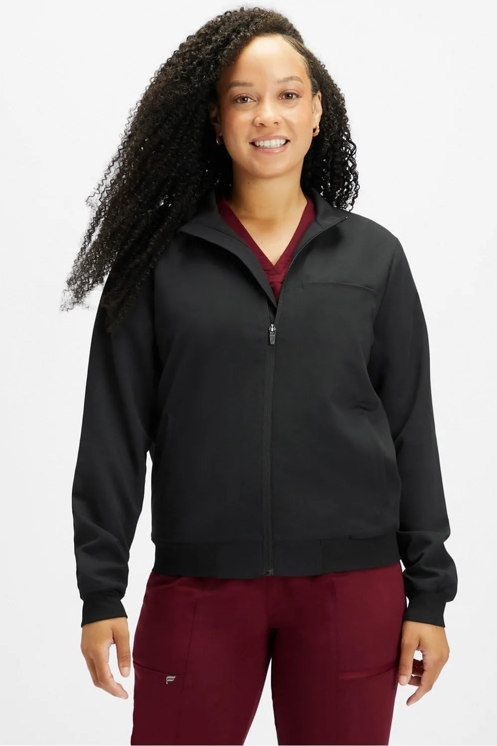 Fabletics Women's Daily 3-Pocket Scrub Jacket - MotionTech, Lightweight, Breathable, Wrinkle-Resist, Semi-Slim Fit