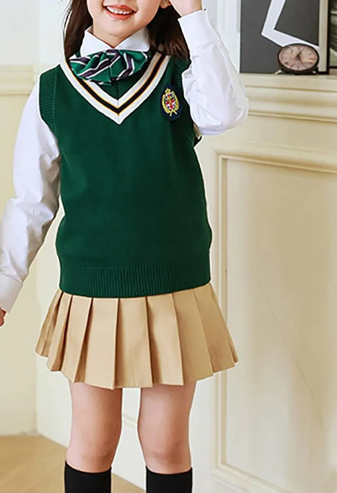 Favorland Little Girls Kids Uniform Pleated Skorts Summer Party School Tennis Skirts