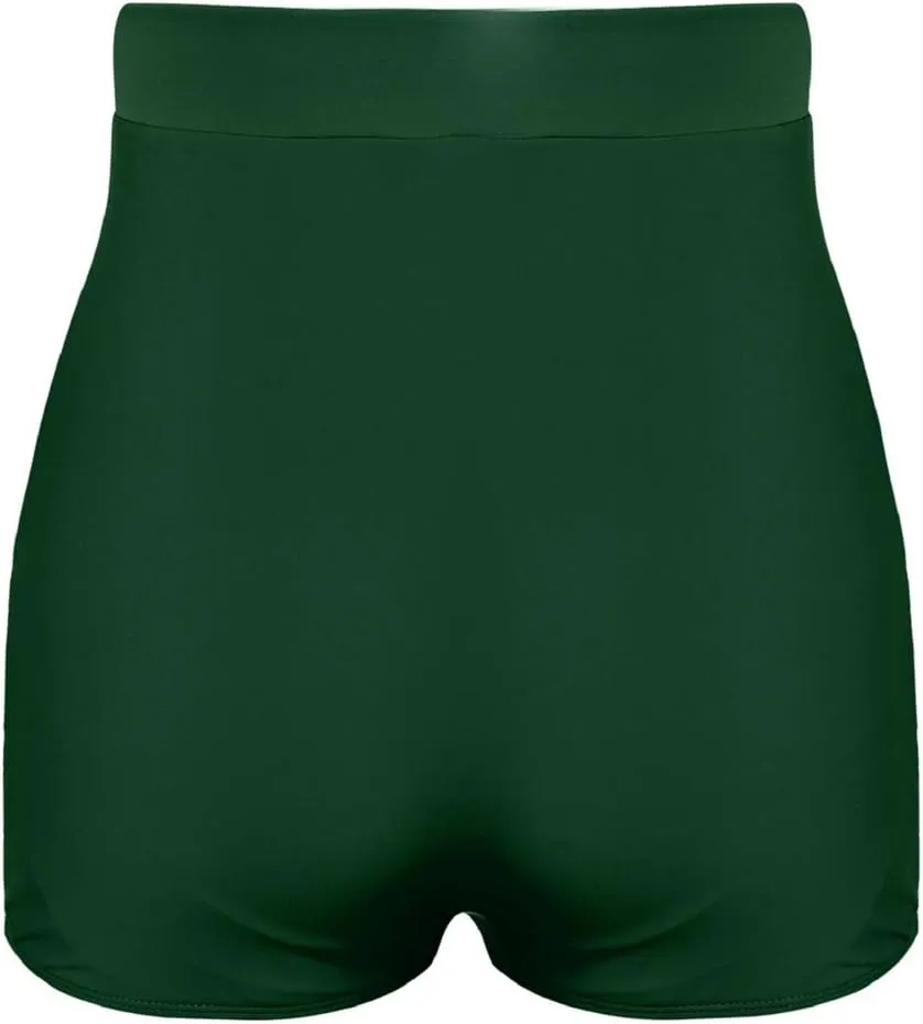 Firpearl Women's High Waisted Bikini Bottom 50s Ruched Boyleg Swim Shorts Tummy Control Swimsuit Bottom