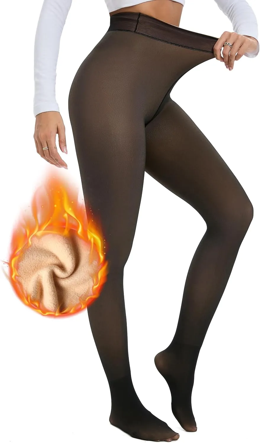 Fleece Lined Tights - Warm Thermal Leggings for Women