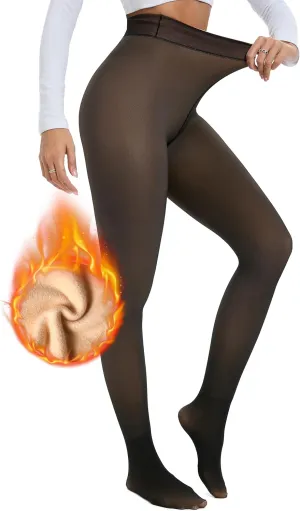 Fleece Lined Tights - Warm Thermal Leggings for Women