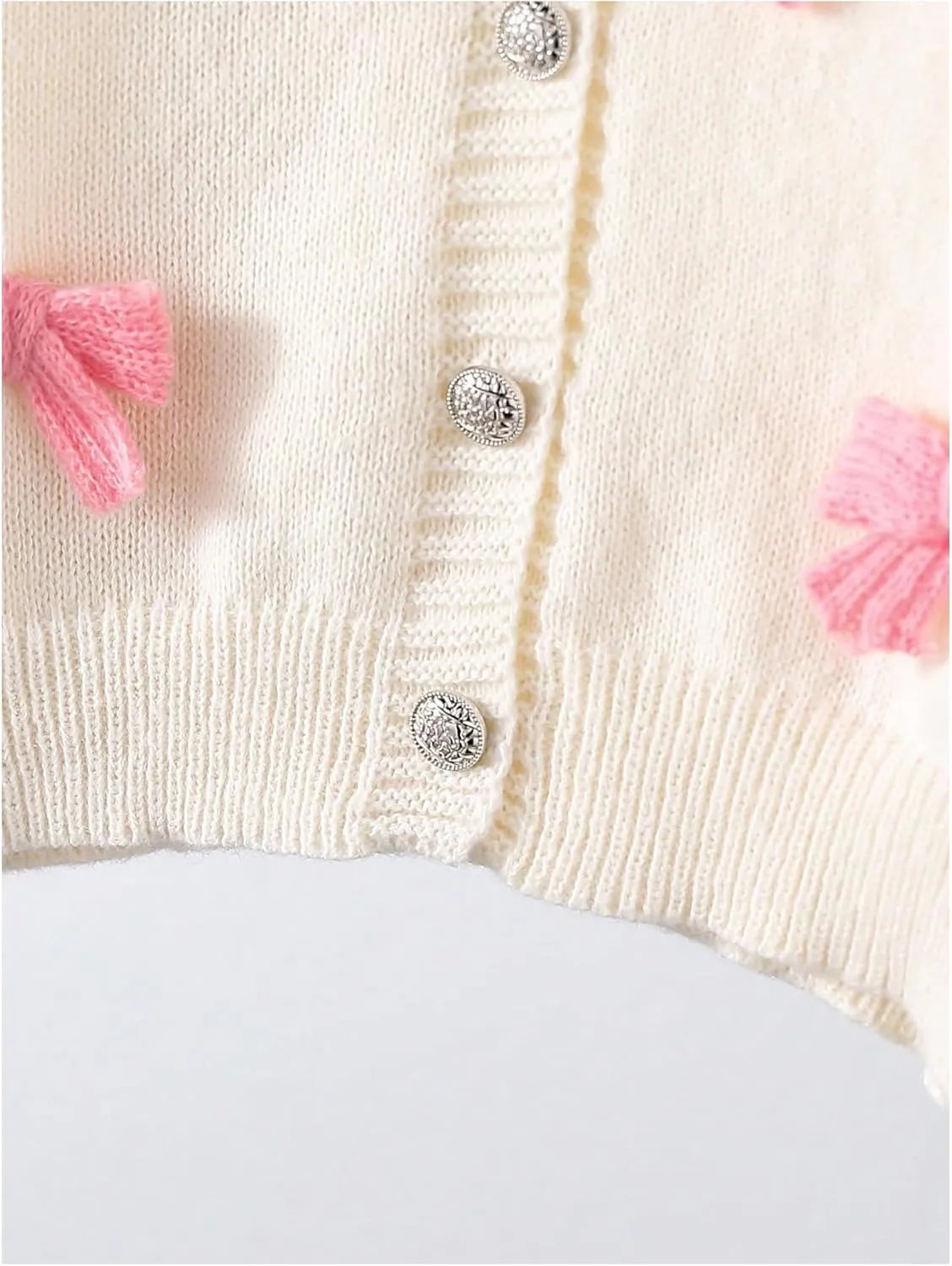 Floerns Girl's Y2k Cute Bow V Neck Long Sleeve Cardigan Sweater Button Down Pullovers