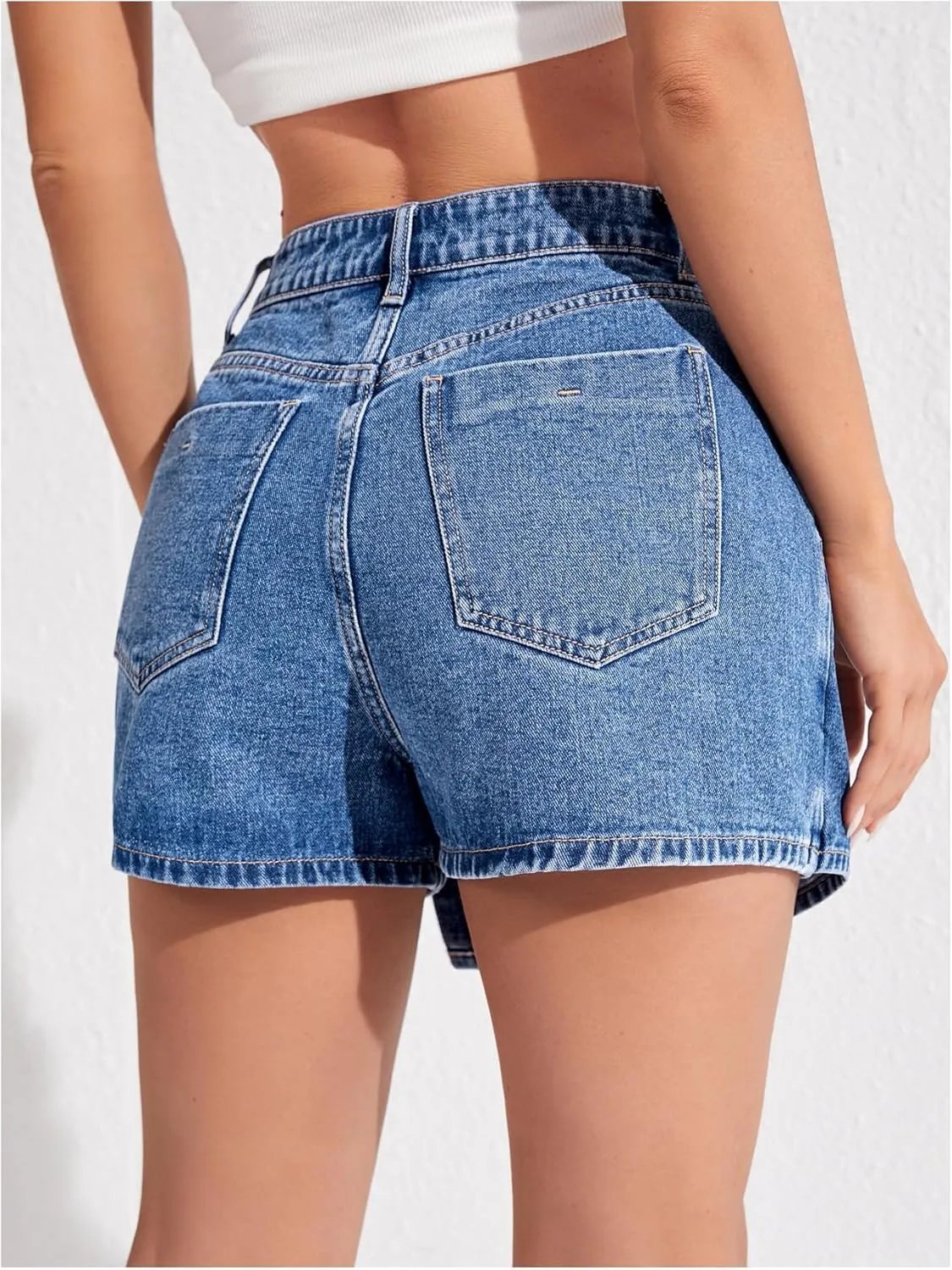 Floerns Women's Button Front High Waisted Denim Skort Casual Asymmetrical Jean Shorts