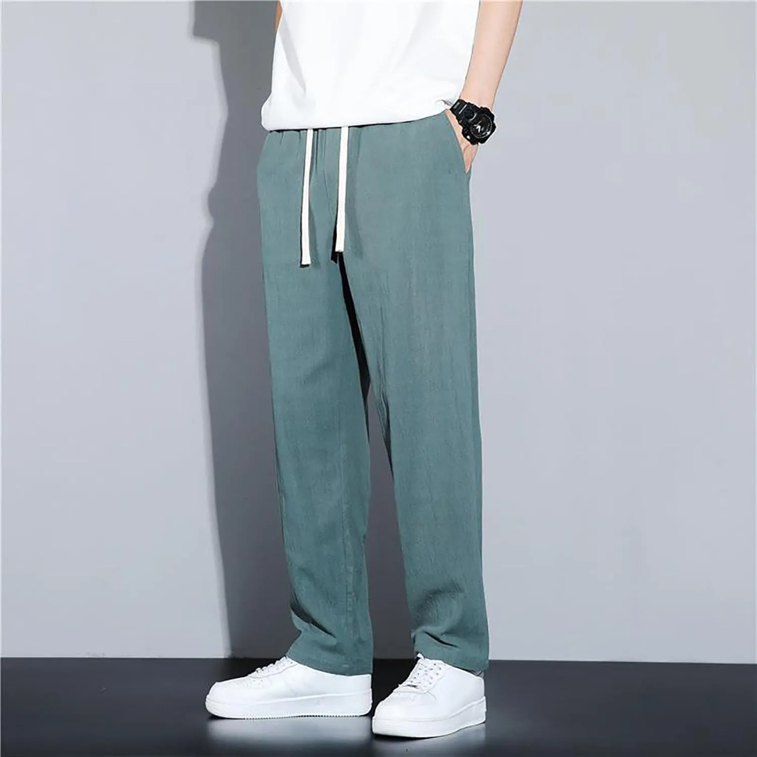 GIERIDUC Casual Loose Pant for Men Men's Flat Front Relaxed Straight Pant Mens Cargo Pants Slim Fit Dress Pants for Big Guys