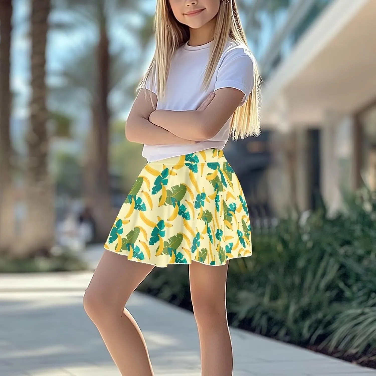 Girls Tennis Skirts with Shorts High Waisted Skater Skirt Stretchy Activewear Sports Athletic Skirts for Kids