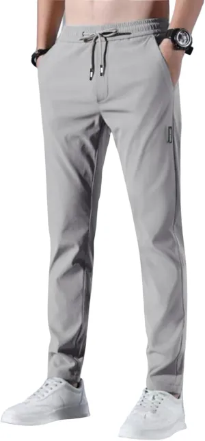 Glide Pants Men Quick Dry Breathable Stretch Work Pants Drawstring Elastic Waist Active Hiking Trousers with Pockets