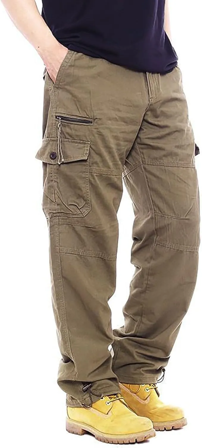 GOFULY Men Cargo Pants Multi Pockets Baggy Pants Ripstop Stretch Hunting Sweatpants Travel Hunting Pants Outdoor