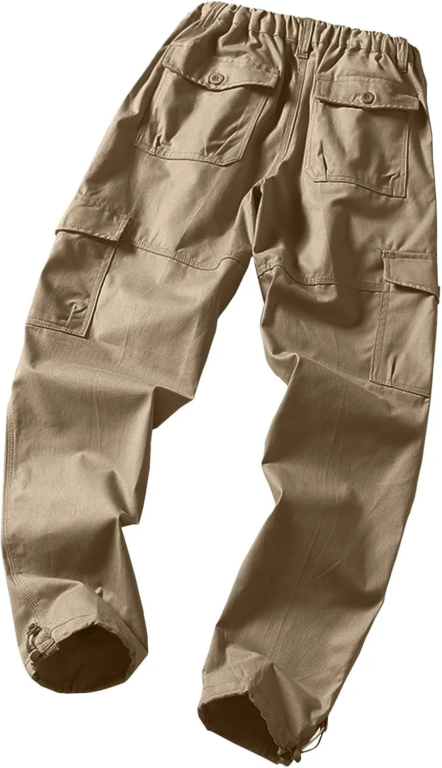 GOFULY Men Cargo Pants Multi Pockets Baggy Pants Ripstop Stretch Hunting Sweatpants Travel Hunting Pants Outdoor