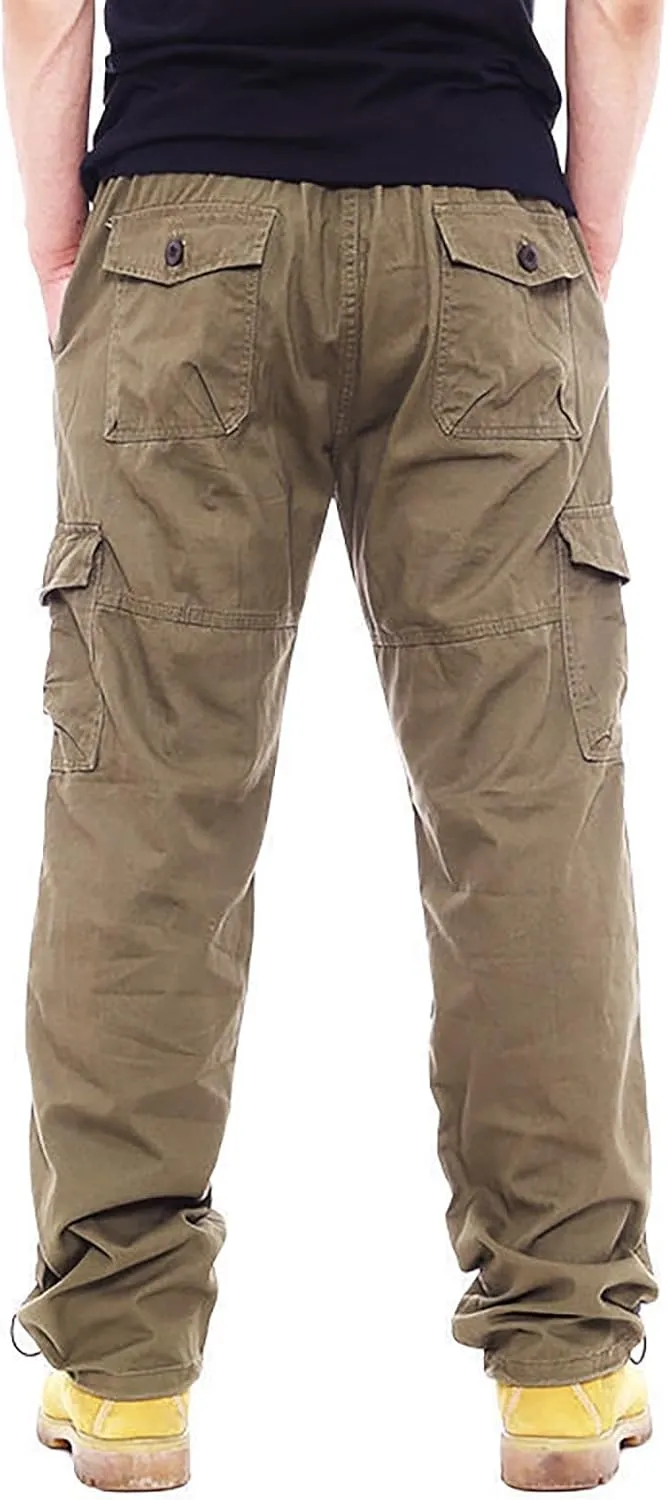 GOFULY Men Cargo Pants Multi Pockets Baggy Pants Ripstop Stretch Hunting Sweatpants Travel Hunting Pants Outdoor