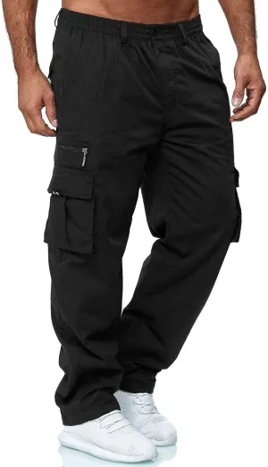 GOFULY Mens Khaki Pants Casual with Pockets Fashion Hiking Pants Stretch Sweatpants Travel Baggy Pants Straight Fit