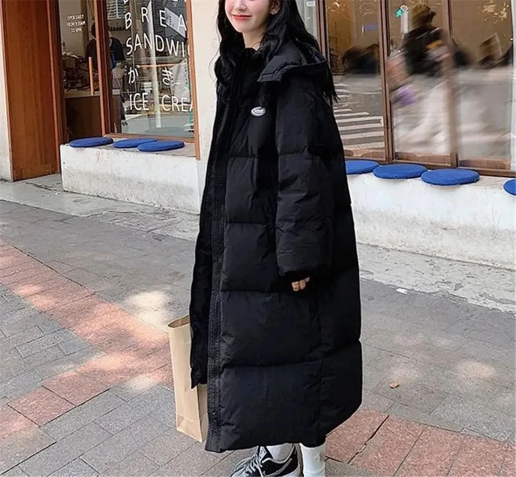 Haitpant Womens Down Cotton Coat Warm Hooded Cotton-Padded Jacket Long Winter Puffer Parkas Thick Warm Windproof Overcoat