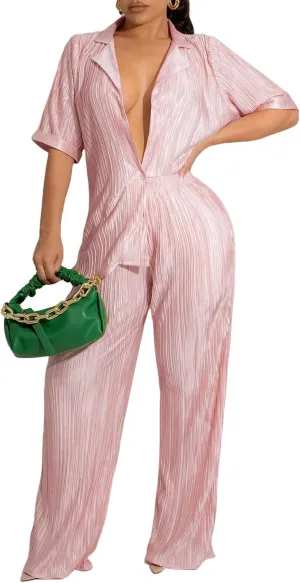 Halfword Women's 2 Piece Casual Outfits Long Sleeve Button Down Shirt High Waist Long Pants Loungewear Streetwear Suits