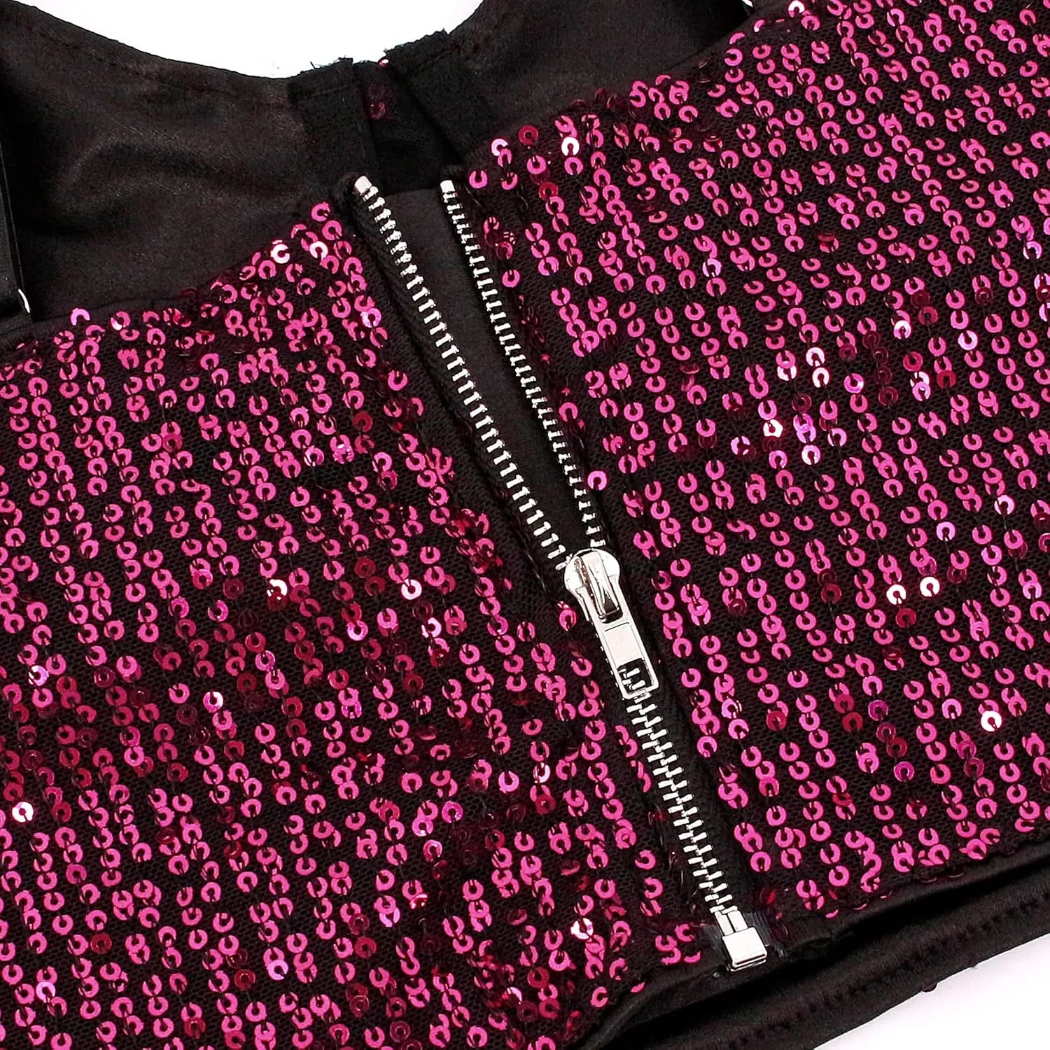 Haoohu Women's Sparkly Sequin Spaghetti Strap Crop Top Sleeveless V Neck Rave Tank Vest Clubwear