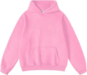 Hatant Oversized Hoodie Sweatshirts for Men Couples Heavyweight Hoodies Pullover Vintage Mens Acid Wash Sweaters Hoodies with Pocket Men's Fashion Hoodies Sweatshirts 2025 Pink-S