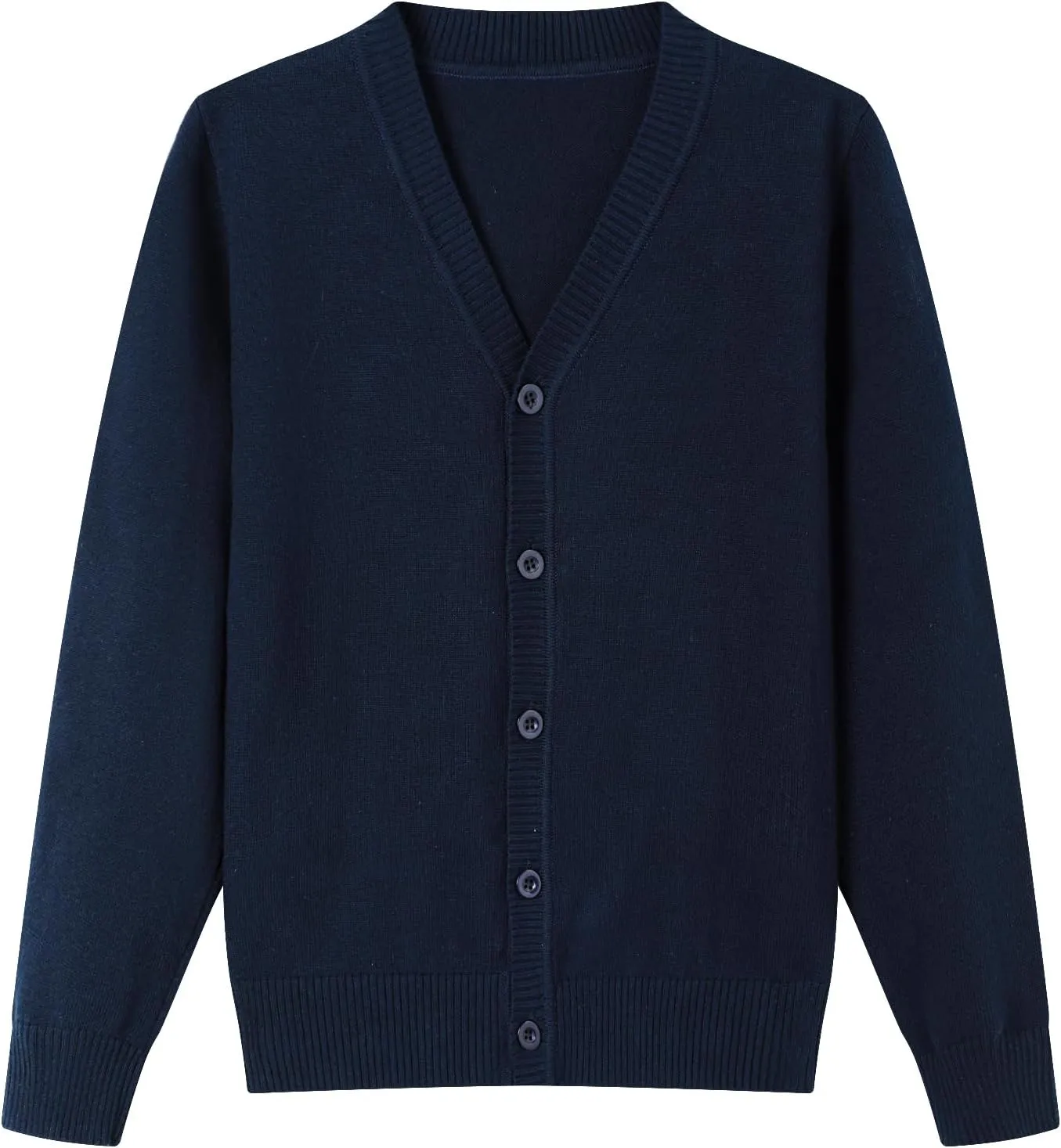 HILEELANG Kids Boy Girl School Uniform Cardigan Sweaters V-Neck Basic Solid Button Knitted Cardigan