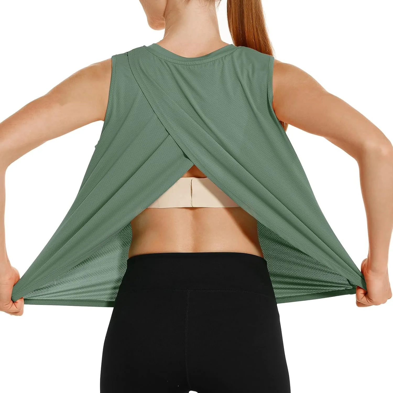 HODOSPORTS Workout Tops for Women UPF 50  Open Back Sleeveless Tank Tops Quick Dry Athletic Gym Yoga Shirts Loose Fit
