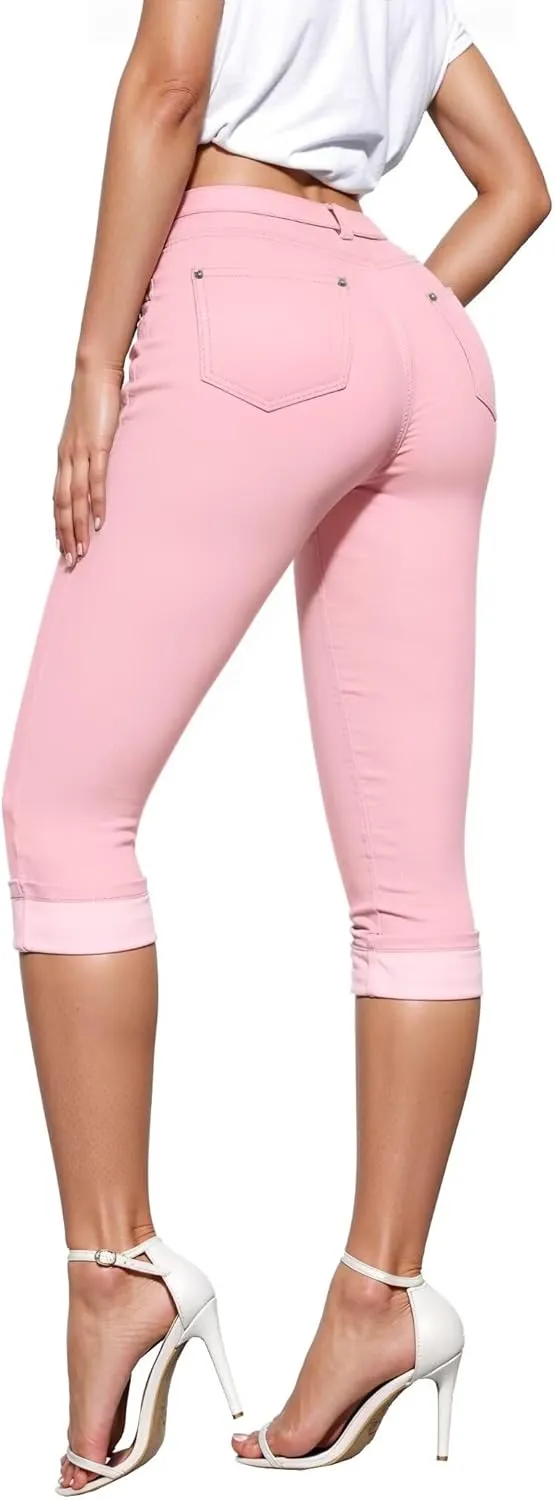 Hybrid & Company Women's Stretchy Slim Fit Denim Capri Jeans