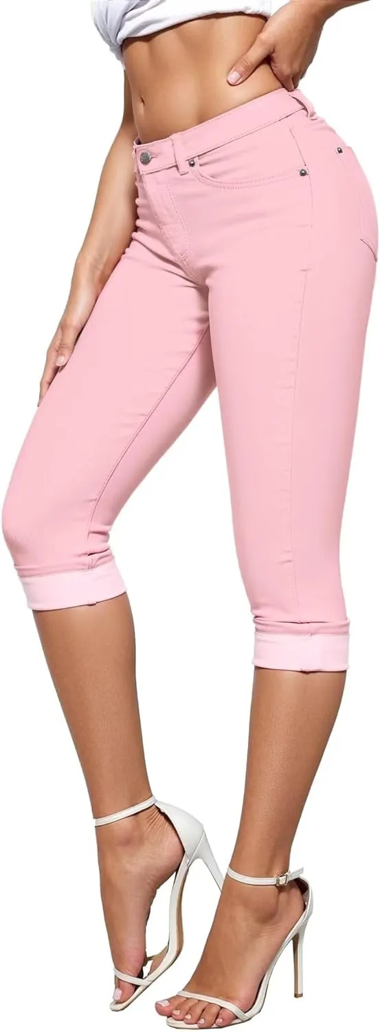 Hybrid & Company Women's Stretchy Slim Fit Denim Capri Jeans