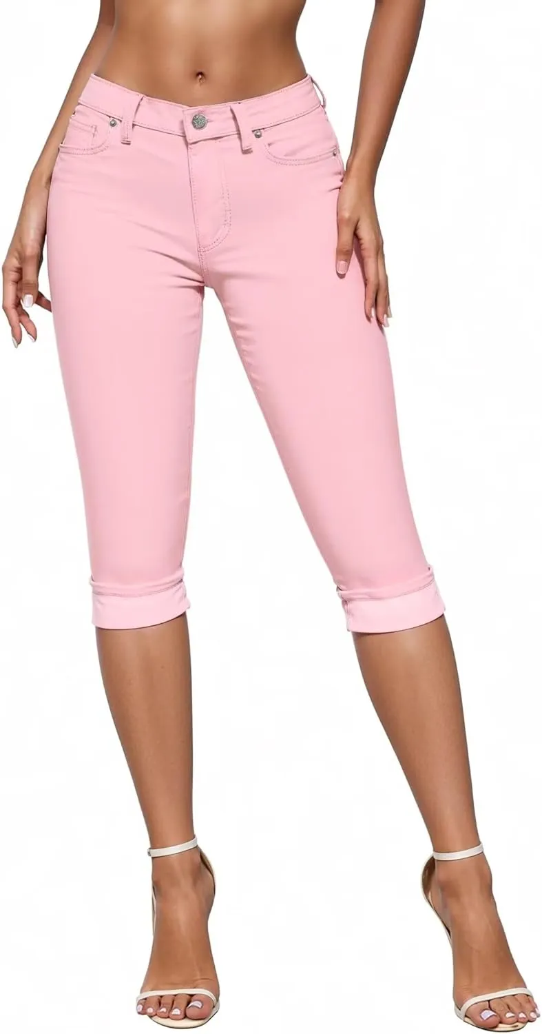 Hybrid & Company Women's Stretchy Slim Fit Denim Capri Jeans