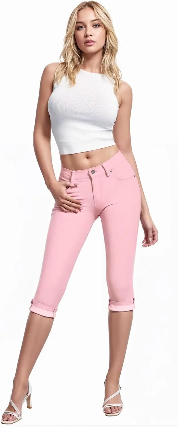 Hybrid & Company Women's Stretchy Slim Fit Denim Capri Jeans