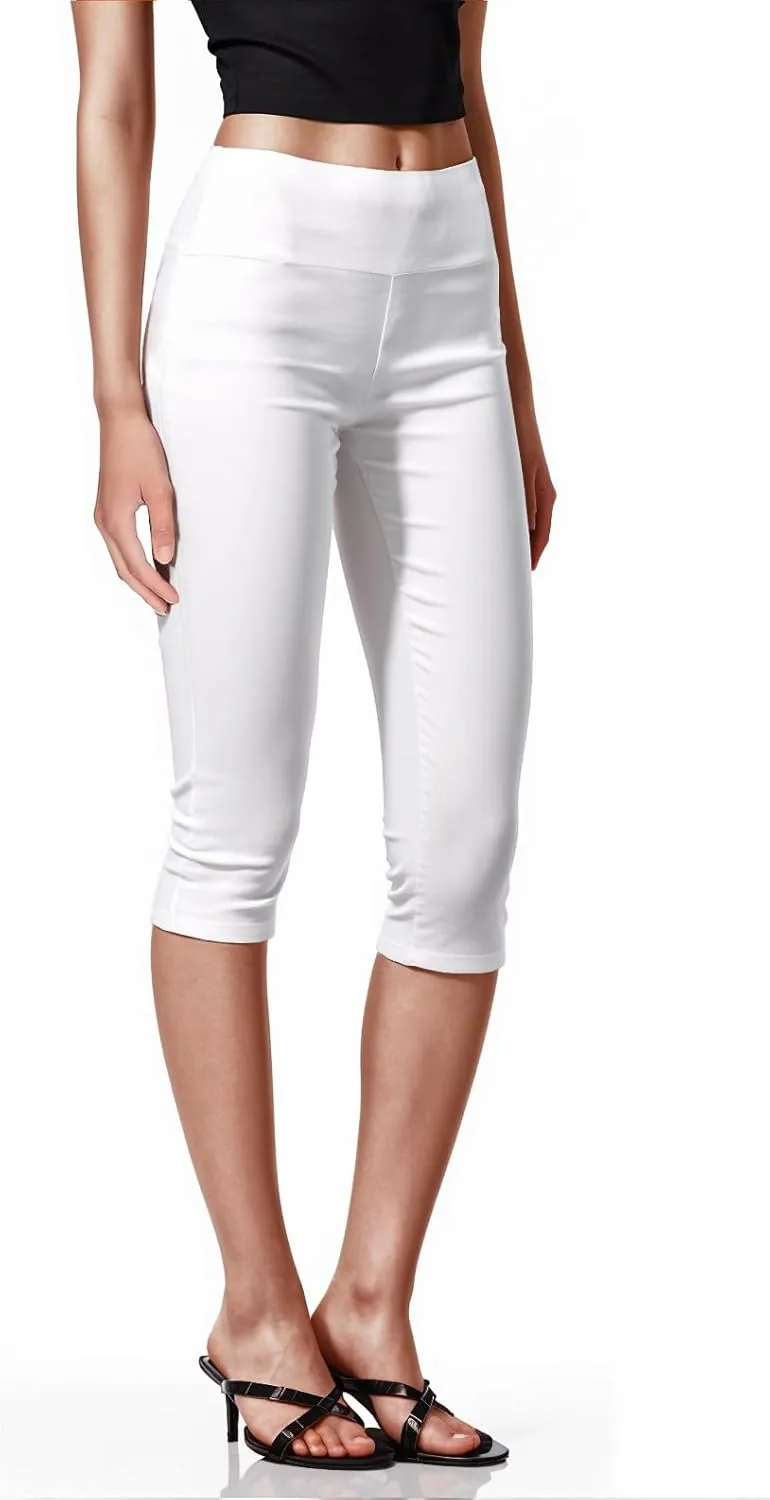 Hybrid & Company Womens Super Comfy Stretch Pull On Millennium Twill Capri Shorts