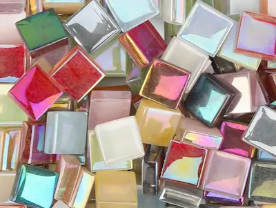 Iridised Mix Crystal Glass Mosaic Tiles 1cm